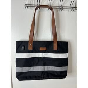 LOVEVOOK Canvas Dual Handle Laptop Tote Bag with USB Port Black/Grey/White